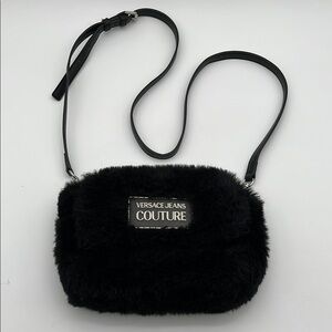 VERSACE JEANS COUTURE‎ Faux Fur Black Shoulder Bag